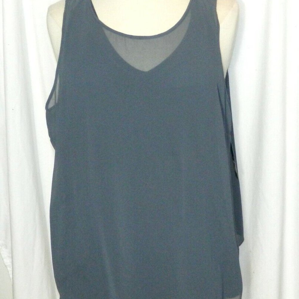 Nic + Zoe Nic and Zoe Plus $148 Slate Blue Double Layered Shell Tank Sz 1X NWT!